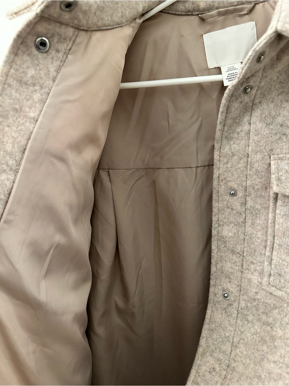 NWOT H&M oversized heathered oatmeal shacket women size xs - Picture 7 of 7